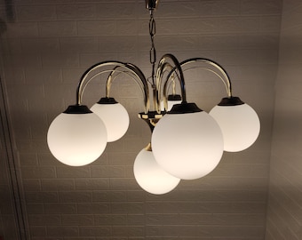 Vintage Deckenlampe/ Midcentury moderne Deckenlampe / Kronleuchter mit 6 Glühbirnen / Retro Pendelleuchte / Blitz / 70s Jugoslawien