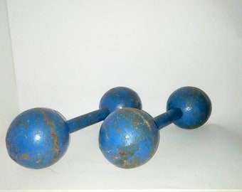 Vintage Hand Weights/ Pair Of Hand Weight/ Vintage Cast Iron Weights / Old Fitness Exercise Dumbells Home Decoration