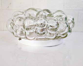 Arandela de vidro vintage tamanho XL com bolhas / Meados do século / Luminária de parede com bolhas / Luminária de parede plafonier / Arandela de vidro retrô / Anos 70