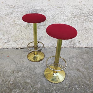 Vintage 1 of of 4 Bar Stools/ Modern Bar Chairs/ Vintage Chairs/ Metal And Textile Stools/Mid Century Modern Bar Stools /Red Bar Chairs/ 80s image 5