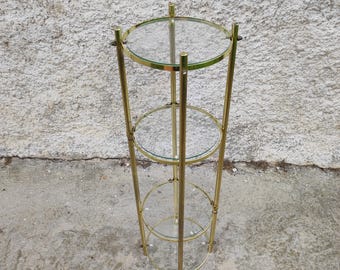 Mid Century Metal Golden Stand / End Table/ Mid Century Table/ Three Shelf Golden Stand/  Retro Furniture/ Space Age/Modern Stand / 80s