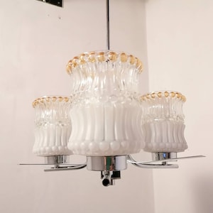 Vintage Ceiling Lamp / Three Bulbs Chandelier / Hanging Lamp/ Pendant Light / Mid Century Modern / 70s Yugoslavia