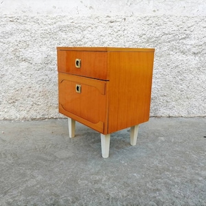 Vintage Bedside Table/ Mid Century/ Nightstand Storage/ Retro Night Table/ Storage Table/ Wooden Nightstand/ Yugoslavia/ 70s