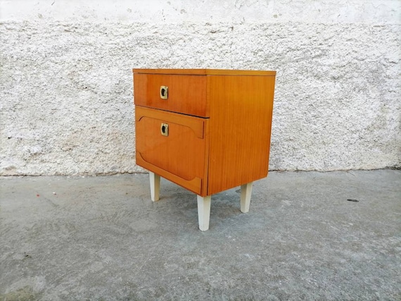 Vintage Bedside Table Mid Century Nightstand Storage Retro