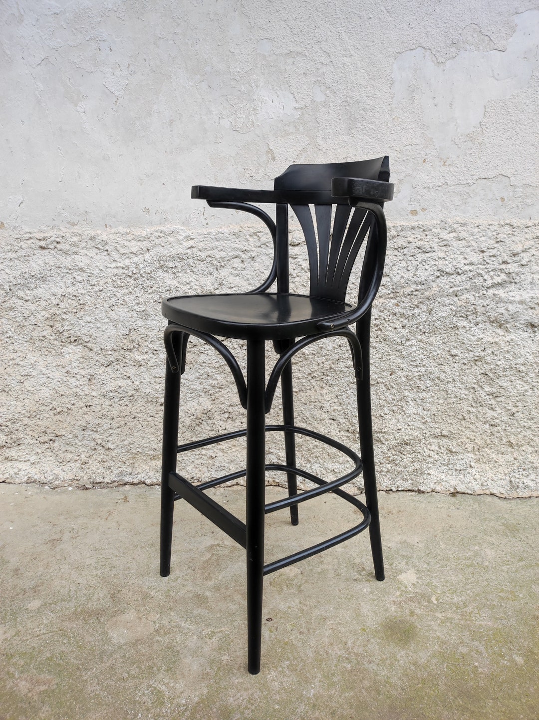 Vintage Wooden Bar Stool/ High Kitchen Island Chair/ Bentwood