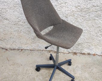 Vintage Wooden Lupina Chair / Stol Kamnik Chair / Swivel Chair / Industrial Niko Kralj Chair / Brown Office Chair from Yugoslavia 70s