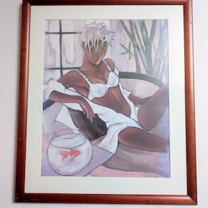 Portrait vintage de femme/ Peinture vintage/ Peinture murale rétro/ Décoration intérieure/ Peinture murale/ Décoration murale / Portrait de femme vintage/ années 80