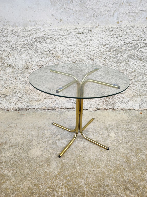 Vintage Couchtisch / Goldener Metall Couchtisch / Goldener Couchtisch / Mid Century Tisch / Glastisch / Mid Century / Retro Home Decor / 90er Jahre