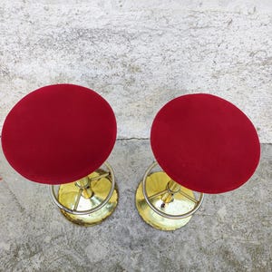 Vintage 1 of of 4 Bar Stools/ Modern Bar Chairs/ Vintage Chairs/ Metal And Textile Stools/Mid Century Modern Bar Stools /Red Bar Chairs/ 80s image 4
