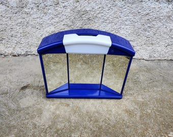 Mueble de baño vintage / Decoración de baño retro / Taquilla de baño / Almacenamiento de baño azul / Decoración moderna de mediados de siglo / Armario de pared de plástico / Años 90