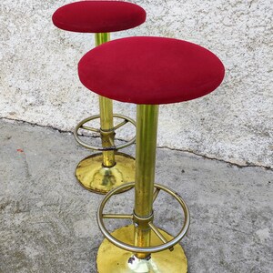 Vintage 1 of of 4 Bar Stools/ Modern Bar Chairs/ Vintage Chairs/ Metal And Textile Stools/Mid Century Modern Bar Stools /Red Bar Chairs/ 80s image 2