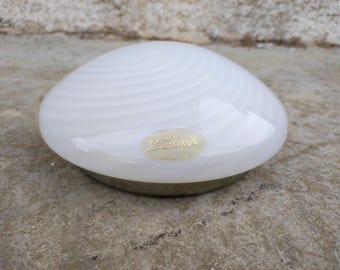 Mid Century Modern Opaline Luminos Swirl Glass Wall Plafoniere, Vintage Italian Wall or Ceiling Light 70s