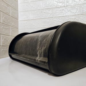Vintage Bread Storage Box/ Retro Metal Bread Conteiner/ Black Bread Box/ Mid-Century Design Storage /  Home Decor/ Retro Kitchen Decor / 90s