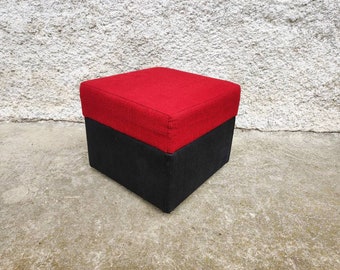 Vintage Mid Century Hocker mit Hocker / roter Hocker / Mid Century Hocker / Vintage Möbel / roter Hocker / Jugoslawien / Jugoslawien