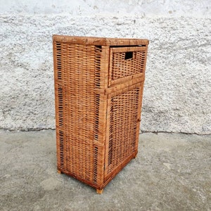 Vintage Rattan Bedside Table/ Rattan Dresser/ Two Drawers Rattan Furniture/ Vintage Furniture/ Retro Rattan Storage/ Rattan Cabinet/ 80s