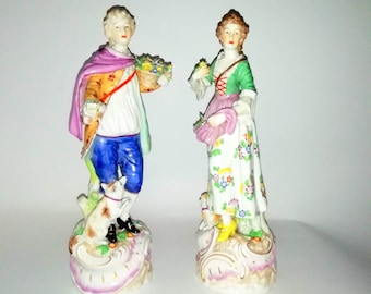 Antico Vienna Royal Couple Porcelain Figure/ Ackerman & Fritze Royal Vienna Figura/ Coppia con fiori/ Vienna/ anni '30-'40/ Home Decor
