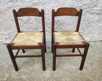 Vintage Wooden Desk Chairs/ Dining Chairs with Rope Seats/ Vintage Furniture/Retro  Yugoslavia/ Mid Century / Dining/ 80s (only one left)