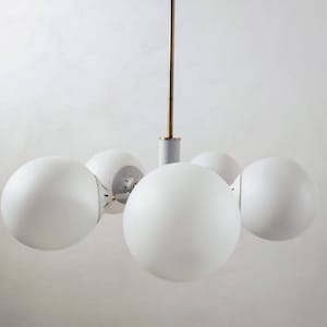 Vintage Ceiling Lamp/Mid century Modern Ceiling Lamp / Five Milky Bulbs Chandelier /Pendant Light / Metal Ceiling Light/ Socialist Light 70s