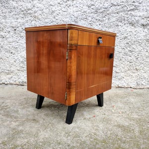 Vintage Bedside Table/ Mid Century/ Nightstand Storage/ Retro Night Table/ Storage Table / Wooden Nightstand/ Vintage Furniture/Yugoslavia/