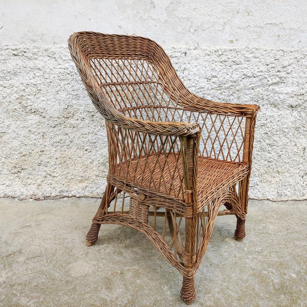 chaise en rotin vintage / Chaise en osier / Meubles de patio rétro/ Meubles en rotin vintage/ Chaise en rotin / Mobilier d’extérieur/ Yougoslavie/années 80