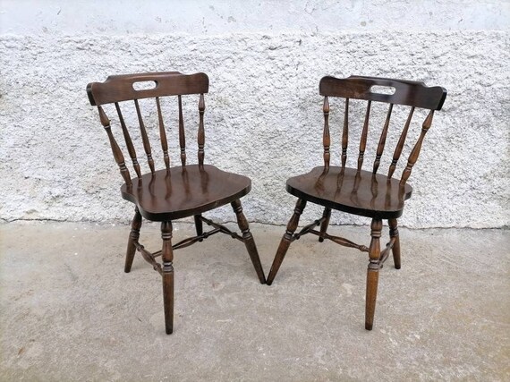 Vintage Wooden Dark Brown Chairs 1 of 2 Wooden Chairs dining