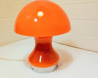 Vintage Cased Glass Mushroom / Table Lamp /Desk Lamp / 70s  Atomic Lightning/ Retro Orange Lamp / Mid Century / Yugoslavia Sijaj Hrastnik/