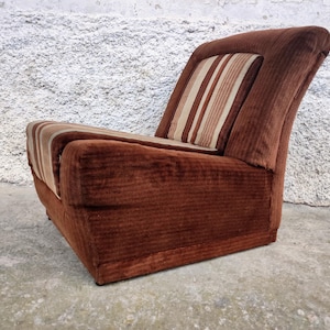 Vintage Velvet Armchair / Retro Velver Armchair/ Lounge Armchair/ Mid Century Sofa/ Brown Velvet Chair/ Coctail Armchair/ Yugoslavia / 70s