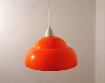 Vintage Ceiling Light/ Plastic Pendant Light/ Orange Hanging Light/ Orange Plastic Light/ Retro Ceiling Light/ Mid Century / 80s