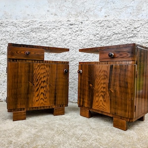 1 of 2 Vintage Bedside Tables/ Mid Century Tables/ Nightstand Storage/ Retro Night Table/ Storage Tables/Wooden Nightstands/ Yugoslavia/ 70s
