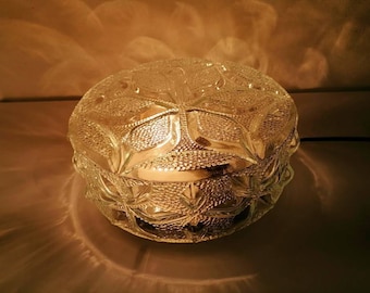 Vintage Glass Sconce / Mid Century Flush Mount Ceiling or Wall Light / Round Wall Plafoniere/ Lightning/ 70s