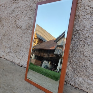 Vintage Mid Century Modern Mirror /Retro Wooden Wall Mirror / Bathroom Decor/ Space Age Mirror /  Modern Wall Mirror/ Retro Home Decor/ 80s
