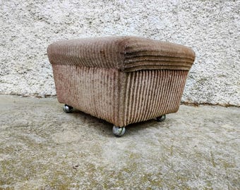 Mid Century Modern Ottomane auf Rollen: Retro 70er Jahre Fußhocker