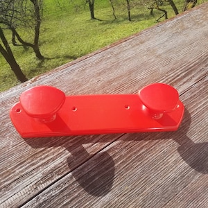 Vintage Small Coat Hanger/ Two Hocks Hanger/ Orange Hanger/ Mid-Century /Plastic Hanger/ 70s