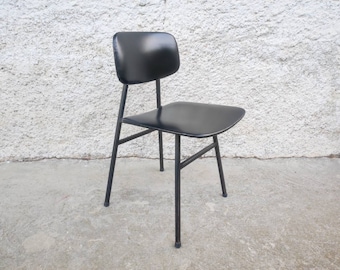 Vintage Dining Chair/ Metal and Black Leather Chair / Dining Chair/ Yugoslavian Chair/Vintage Furniture/ Retro Furniture/ Yugoslavia/ 70s