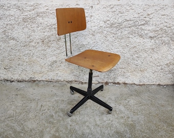 Vintage Industrial Swivel Chair/Mid Century Industrial Stool /Adjustable Chair School Chair/ Retro Factory Chair /70s Old Chair  Yugoslavia