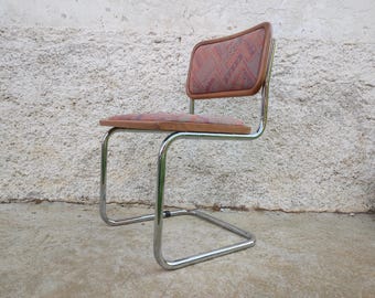 Vintage Cesca Chair: Bauhaus Chrome Upholstered Dining Office Chair Stol Kamnik Yugoslavia Chair