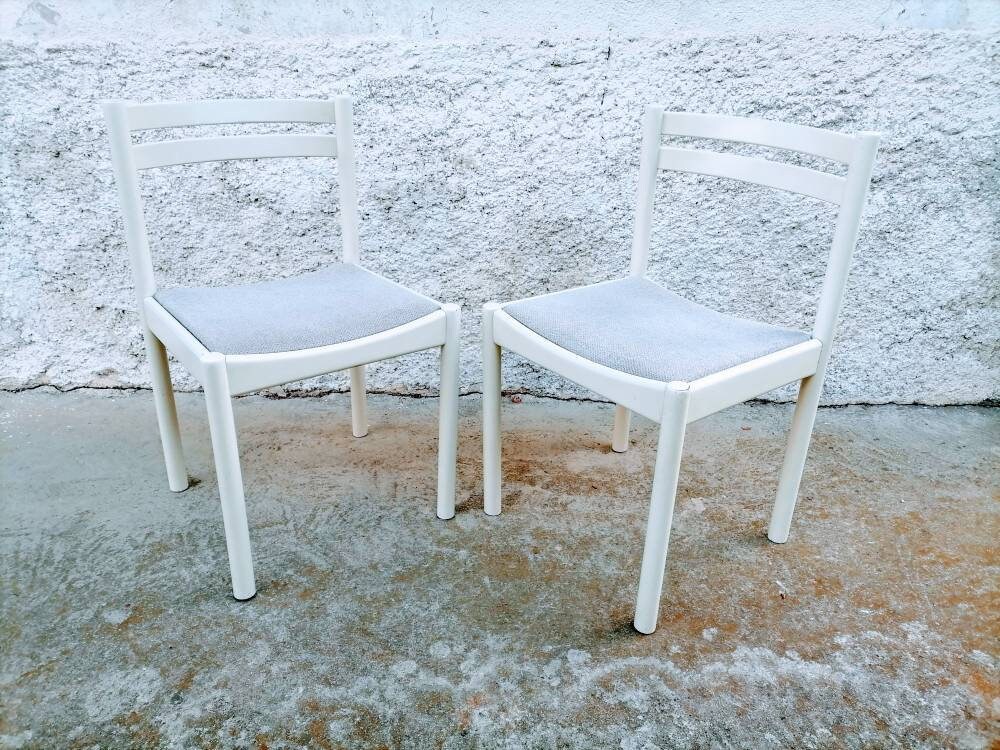 2 Wooden White Chairs for sale Only 4 left at 75