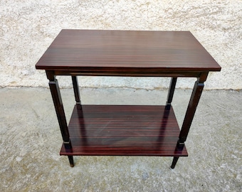 Vintage Tv Stand / Vintage End Table / Space Age / Retro Furniture / Wooden Varnished TV Stand / Mid Century Stand / Brown End Table / 70s