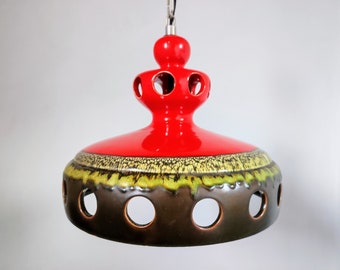 Vintage Ceramic Ceiling Lamp / Retro Ceramic Pendant Light/ Mid Century Modern / Lava Style Hanging Light/ Yugoslavia/ 80s