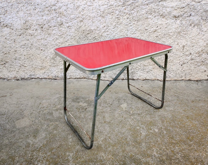 Vintage Folding Table/ Red Table/ Coffee Table/ Picnic Table/ Mid