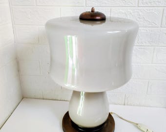 Abajur de mesa vintage XL em vidro / Cogumelo moderno de meados do século / Abajur de mesa icônico / Iluminação de meados do século / Abajur moderno da Iugoslávia dos anos 70