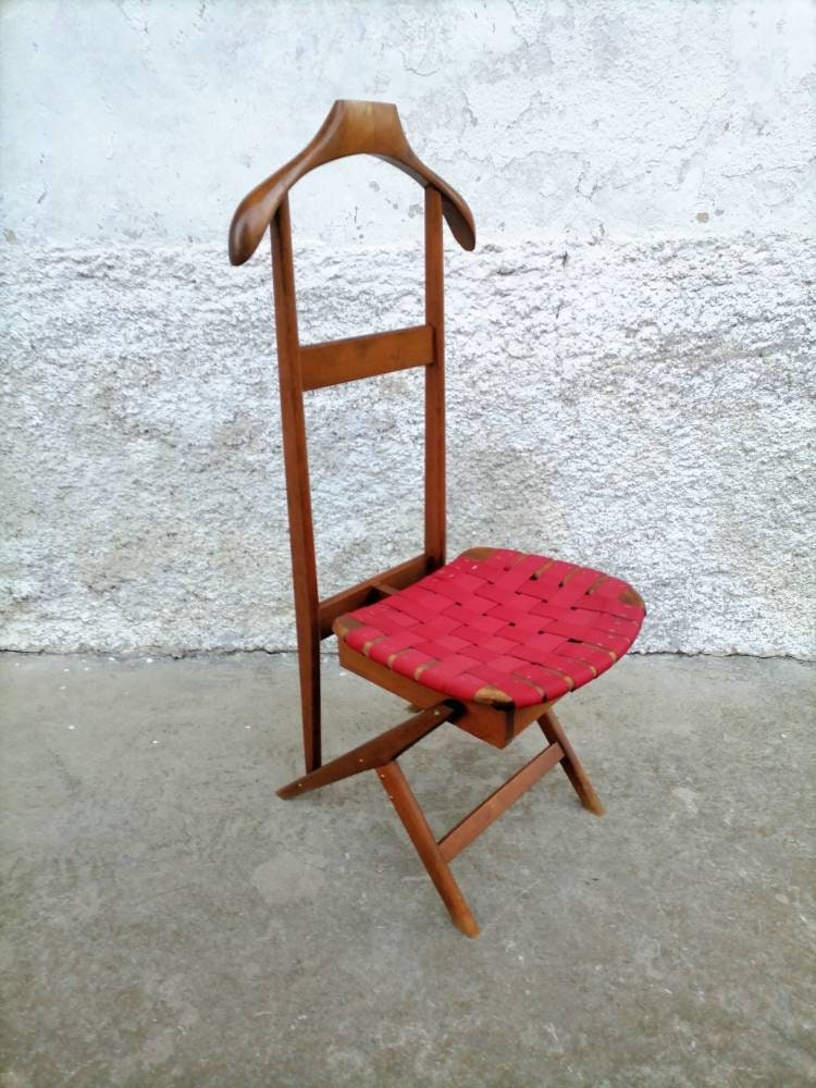 1990s Italy Foppapedretti Gentleman's Modern Folding Valet With Seat
