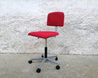 Vintage Swivel Chair/ Yugoslavia/ Office Chair/ Factory Chair/ Industrial Red Chair/ Red Desk Chair/ Mid Century Office Chair/ 70s