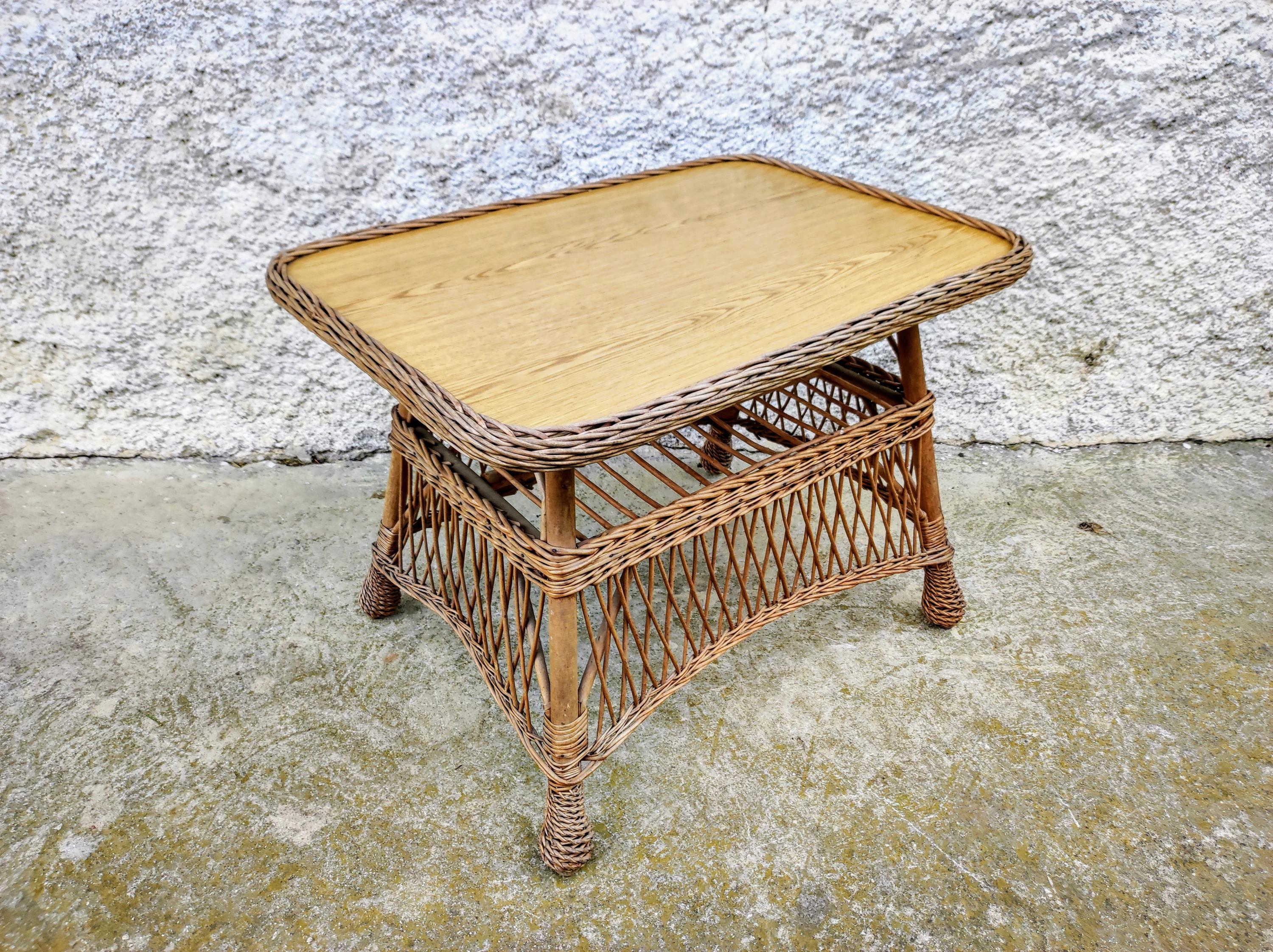 センターテーブル・ローテーブル Old Rattan Coffee Table Vintage Rattan Coffee Table, Boho Wicker Patio Furniture - Etsy