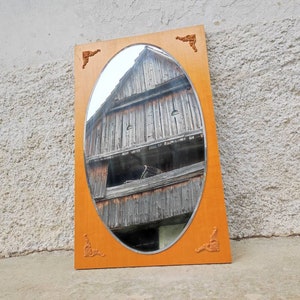 Vintage Mid Century XL Modern Mirror / Wooden Wall Mirror /Space Age Mirror /  XL Wall Mirror/ Retro Home Decor/ 80s
