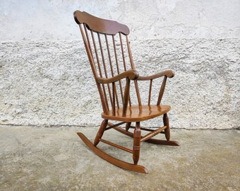 Vintage Rocking Chair/ Dinner Chair/Brown Rocking Chair/ Retro Rocking Chair/ Resting Chair/ Vintage Furniture/ Yugoslavia/ 70s