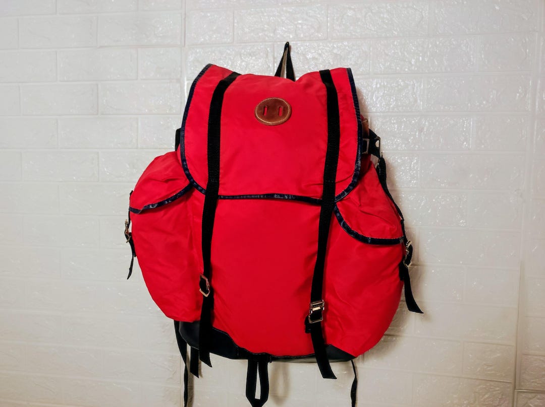 Vintage 70s Hiking Backpack: Red & Blue Rucksack - Etsy