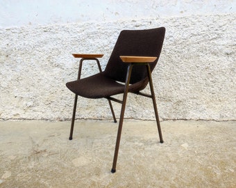 Chaise vintage Lupina/Retro Shell Chair / Design Niko Kralj 60s/ Chaise Tissu Marron / Stol Kamnik / 60s/Fauteuil Yougoslavie