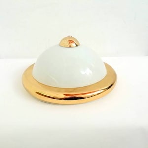 Vintage Glass Sconce / Mid Century Flush Mount Ceiling - Wall Light / Wall Plafoniere/ Round Light/ Yugoslavia/ 70s