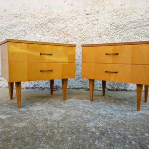 1 of 2 Vintage Bedside Tables / Mid Century / Nightstands Storage / Retro Night Tables / Storage Tables/ Wooden Nightstands/ Yugoslavia/ 70s